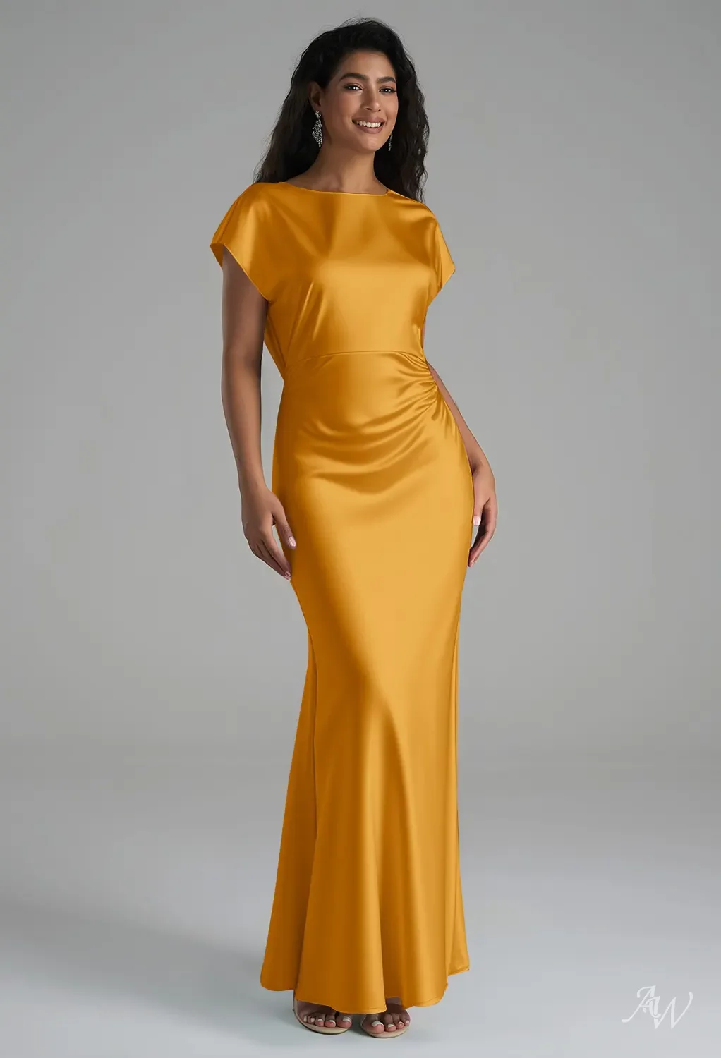 mango formal dresses AW.Bridal Mermaid Bateau Neckline Floor Length Short Sleeves Satin Backless Cowl Back Long Bridesmaid Dress Size 18 Straps Sleeves AW.Bridal A-line Bateau Neckline Tea