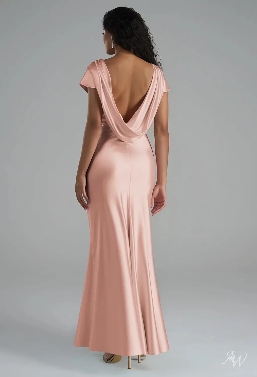 pearl pink satin dress BABARONI BABARONI Velvet Pearl Pink Bridesmaid Dresses V-neck Floor-length Spaghetti Straps with Slit Pleated Mermaid, Pearl Pink / US0