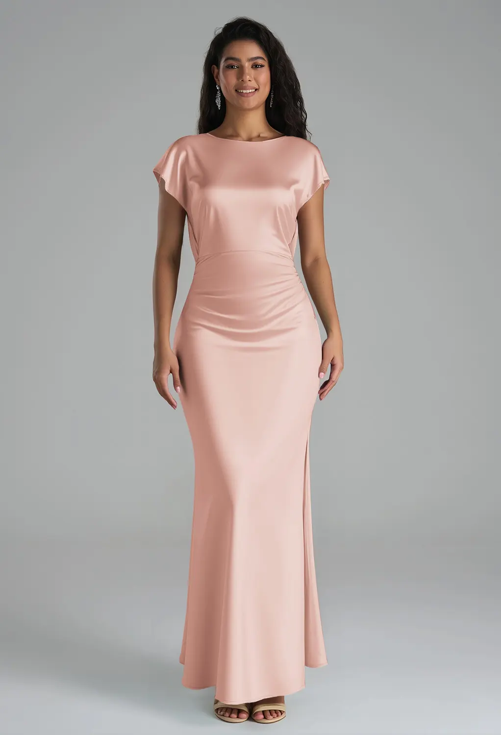 chinese dress ladies Elegant Lace Applique Short Prom Dress Pink Bridesmaid Dress US 16 / Pink