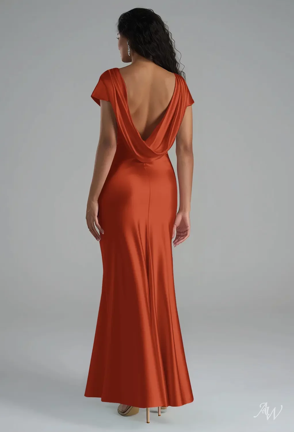 bateau dress bridesmaid Women's Sage Bridesmaid Satin Boat Neck Maxi Dress