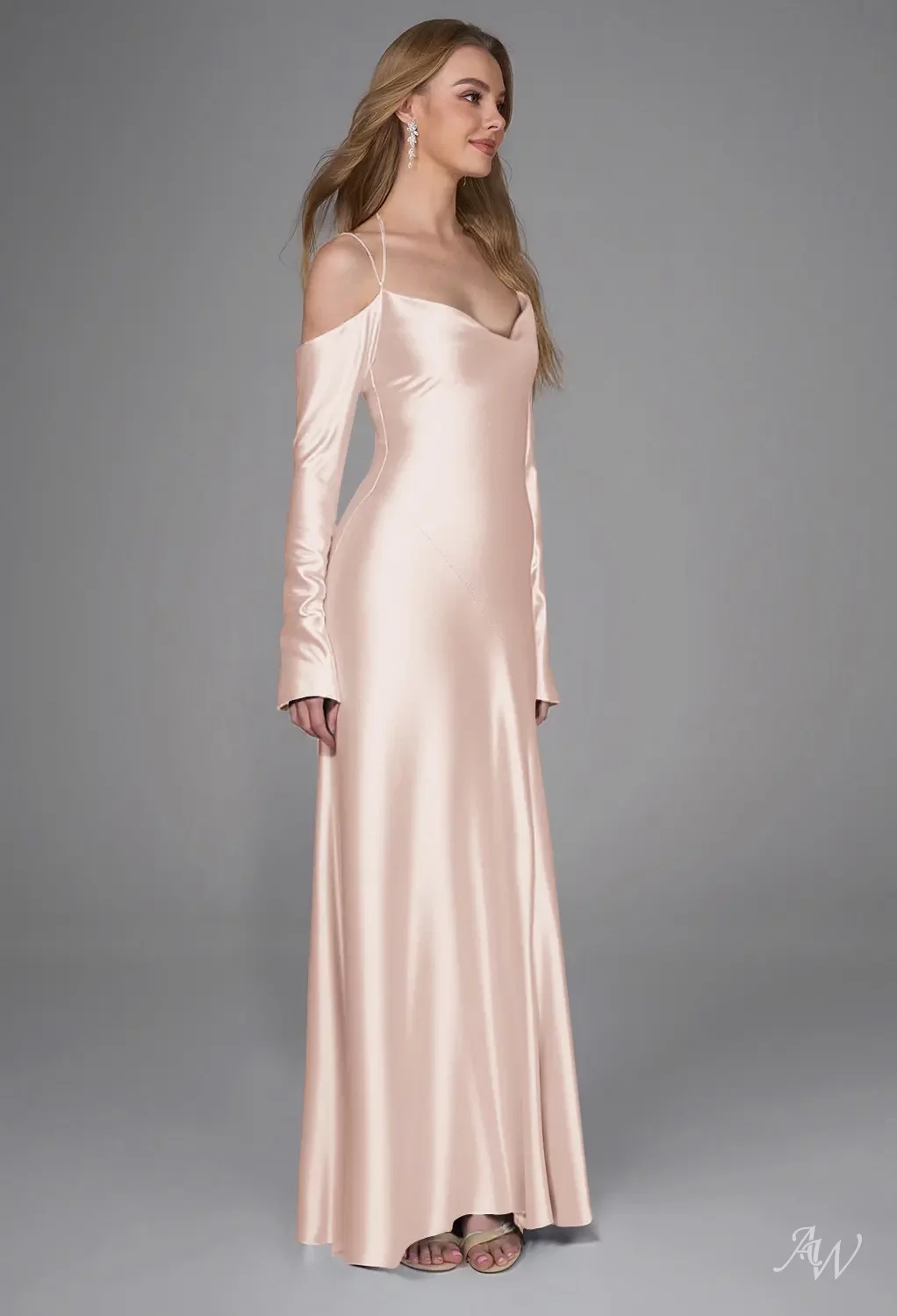 apricot bridesmaid dresses Dress Chiffon Size XL bodice beauty that can be worn 3 ways. AW.Bridal A-line Sweetheart Neckline Floor