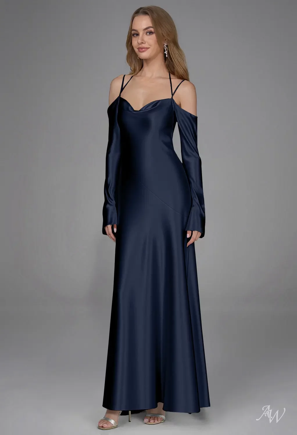 charmeuse cowl bridesmaid dress Charmeuse Cowl Neck Sheath Dress