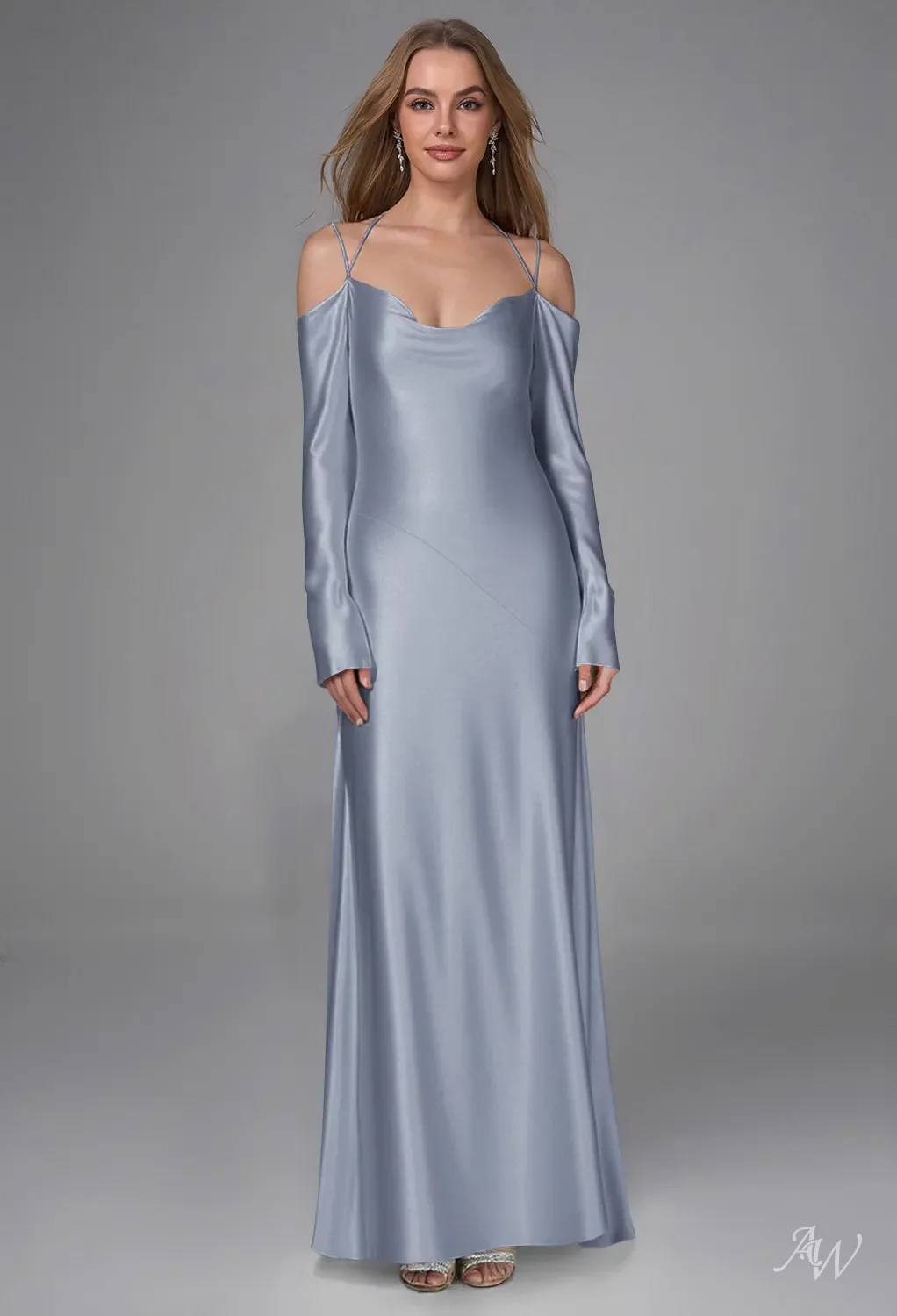 blue dress for baby girl Charmeuse Cowl Neck Bridesmaid Dress – Bridal and Formal main image 0