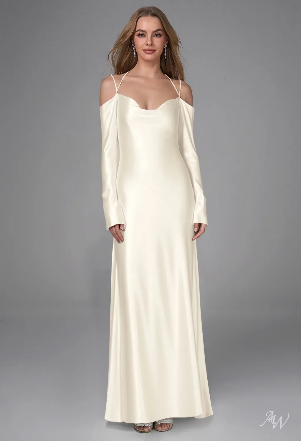 AW Lassie Satin Charmeuse Ivory Bridesmaid Dresses