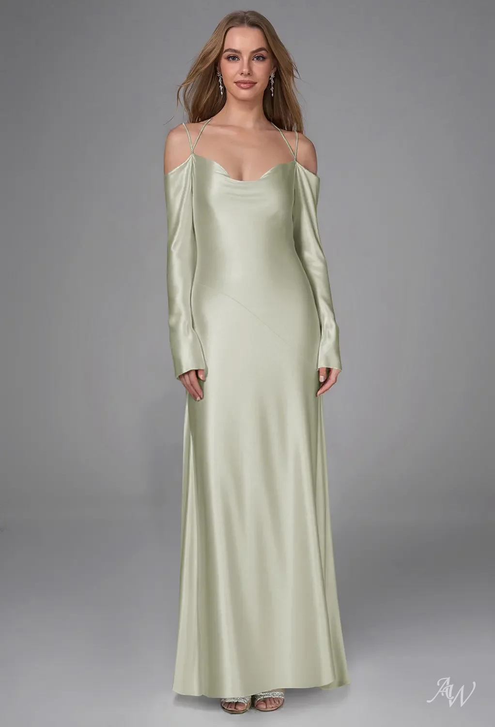 sage cowl neck bridesmaid dress Six Stories Womens Sage Sleeveless Cowl-neck Satin Maxi Dress 6 main image 0