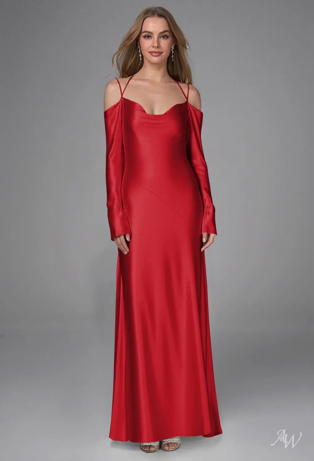 charmeuse cowl neck bridesmaid dress Charmeuse Satin Cowl Neck Column Dress with Rhinestone Straps petite / 4 / emerald