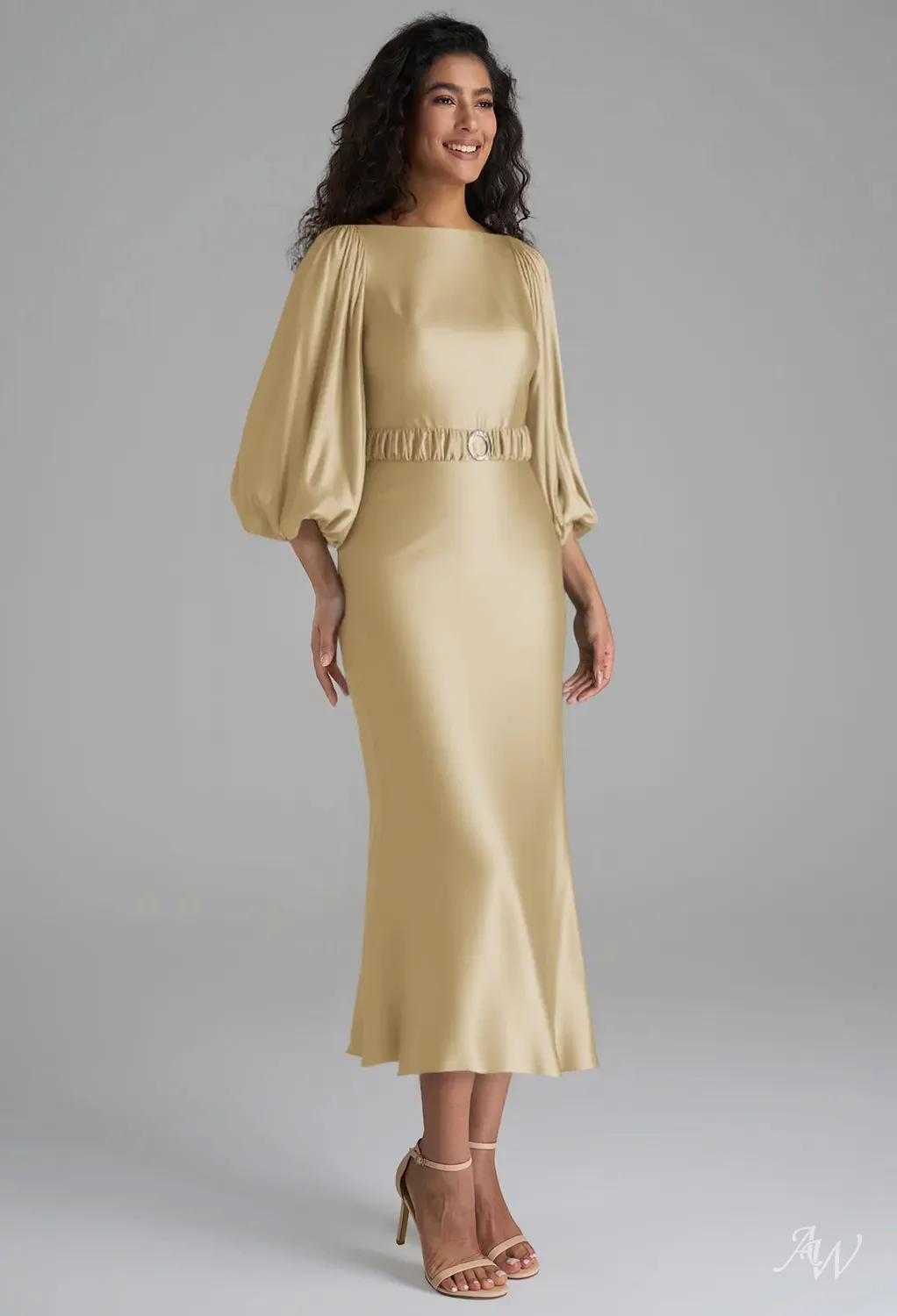 gold bridesmaid dresses with sleeves Long Sleeves Bridesmaid Dresses with Slit