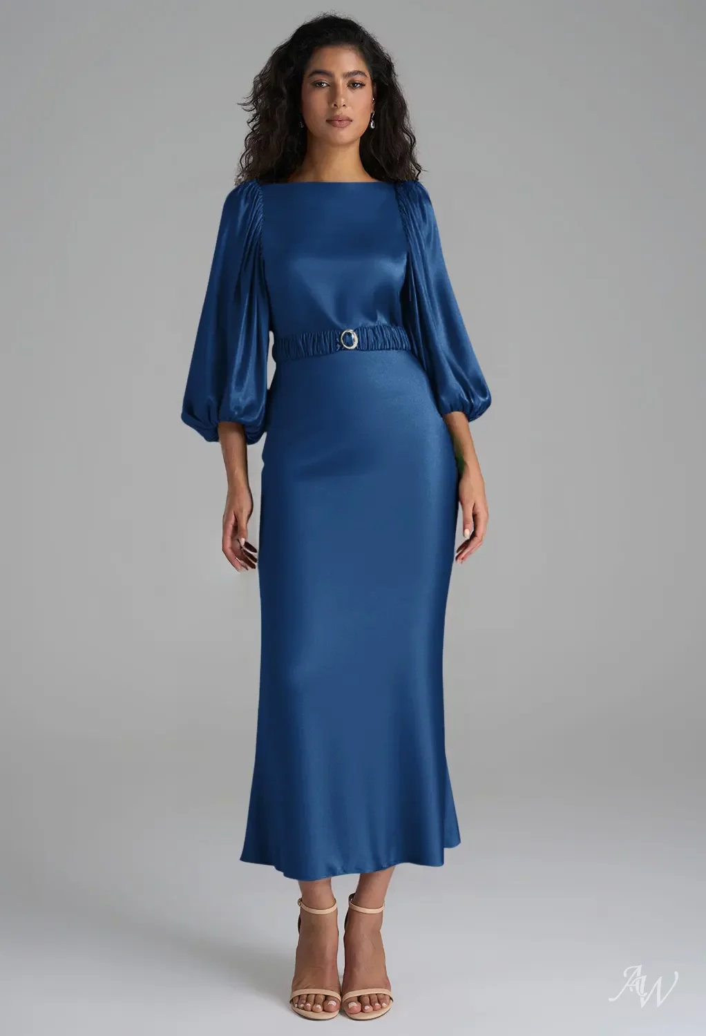 tea length bridesmaid dresses navy KissProm
