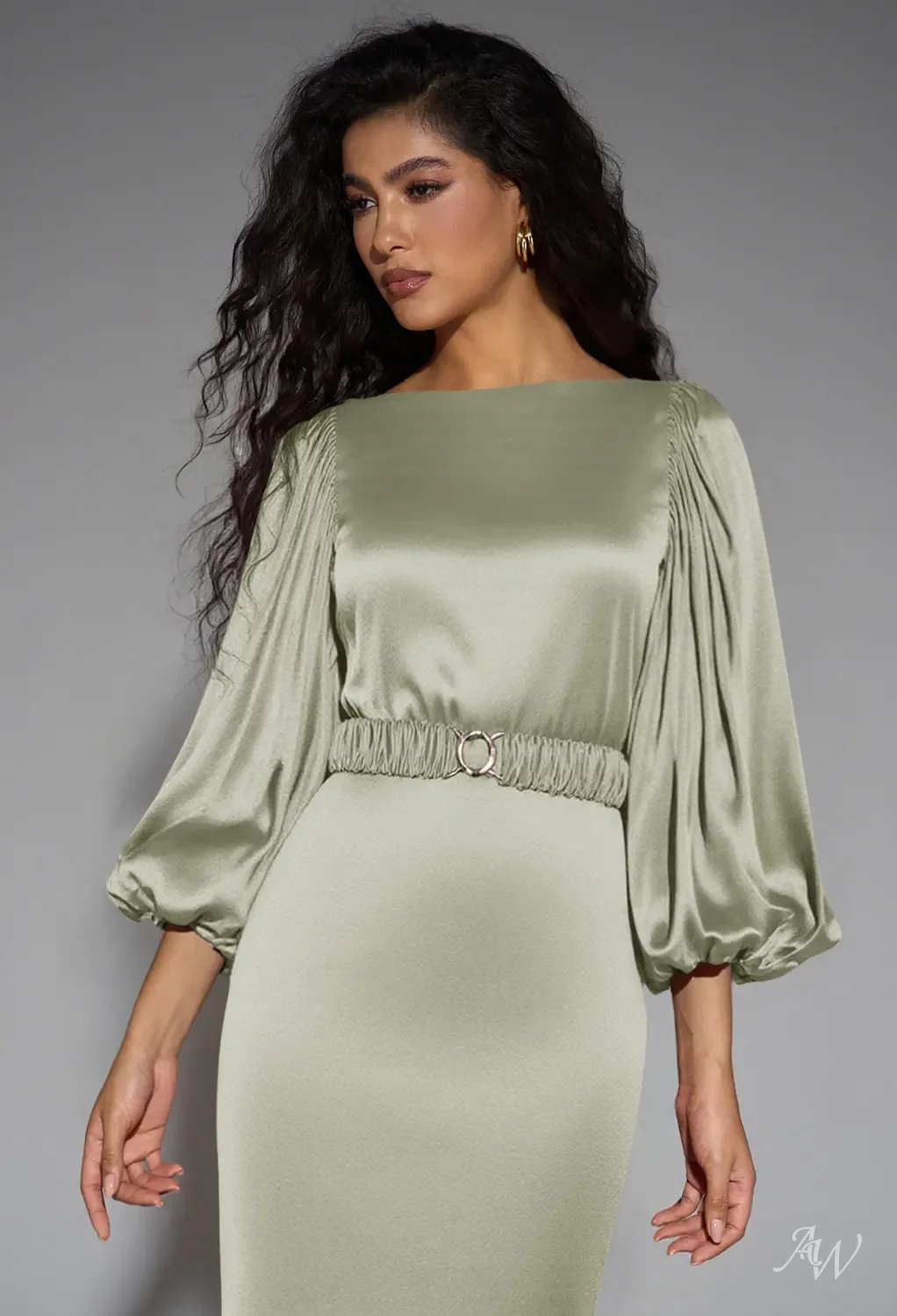 white linen formal dress Tie-waist MIAMI in Color:24FS1602
