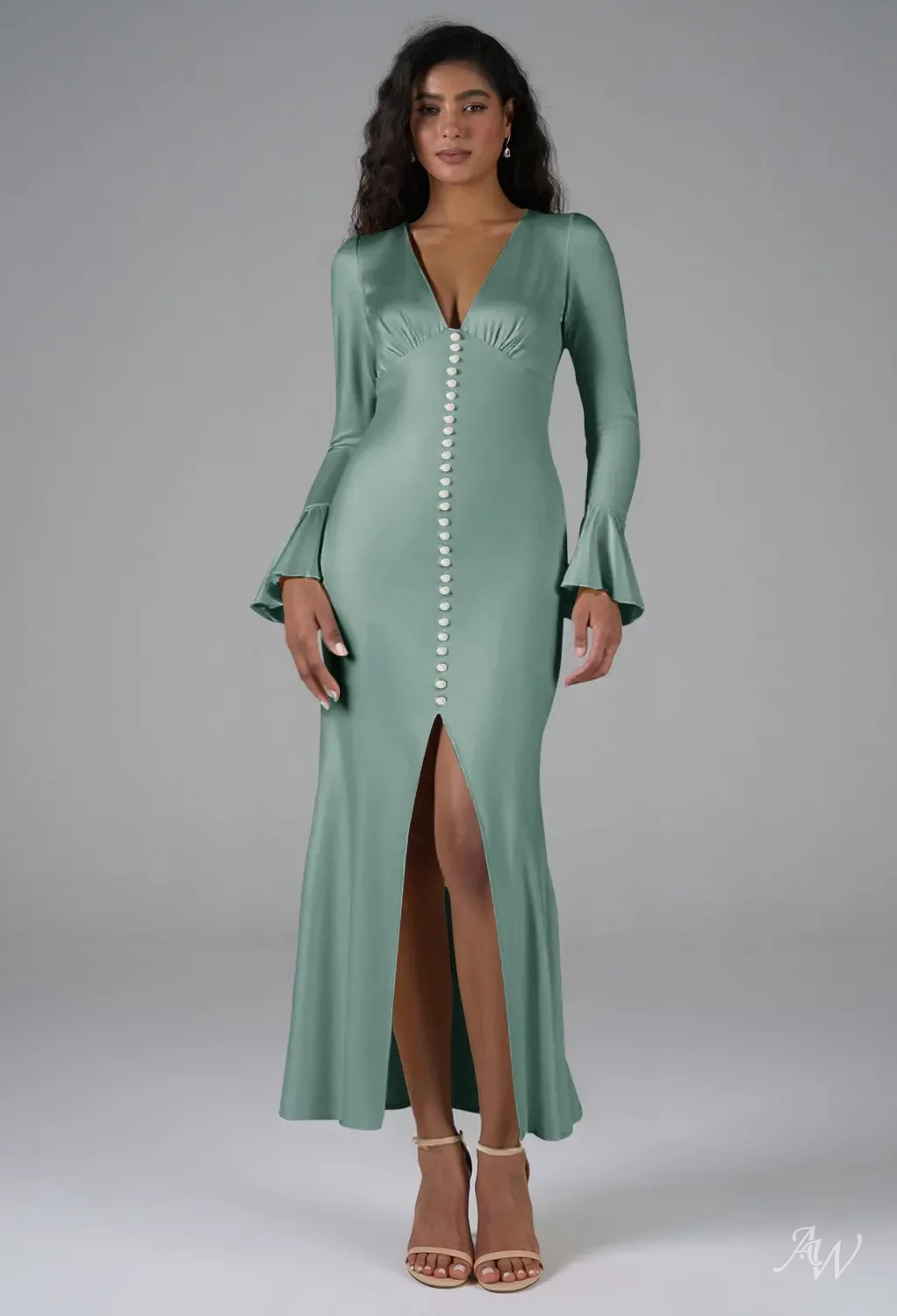 long glitter dress with sleeves self-portrait - Grey Rhinestone Long Sleeve Maxi Dress