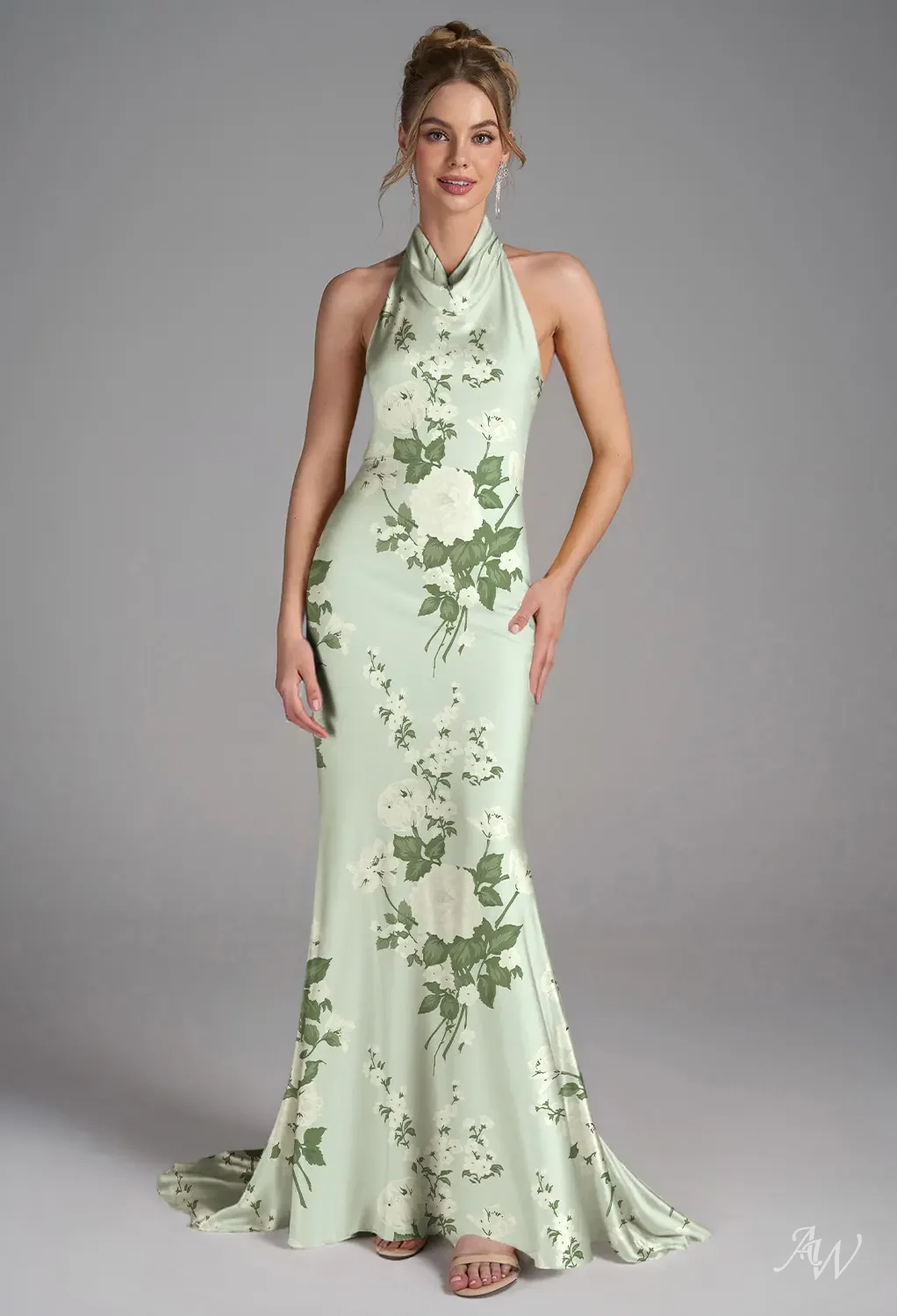 green emerald velvet dress Cowl Front Asymmetrical Satin Bridesmaid Dress - Moss Green