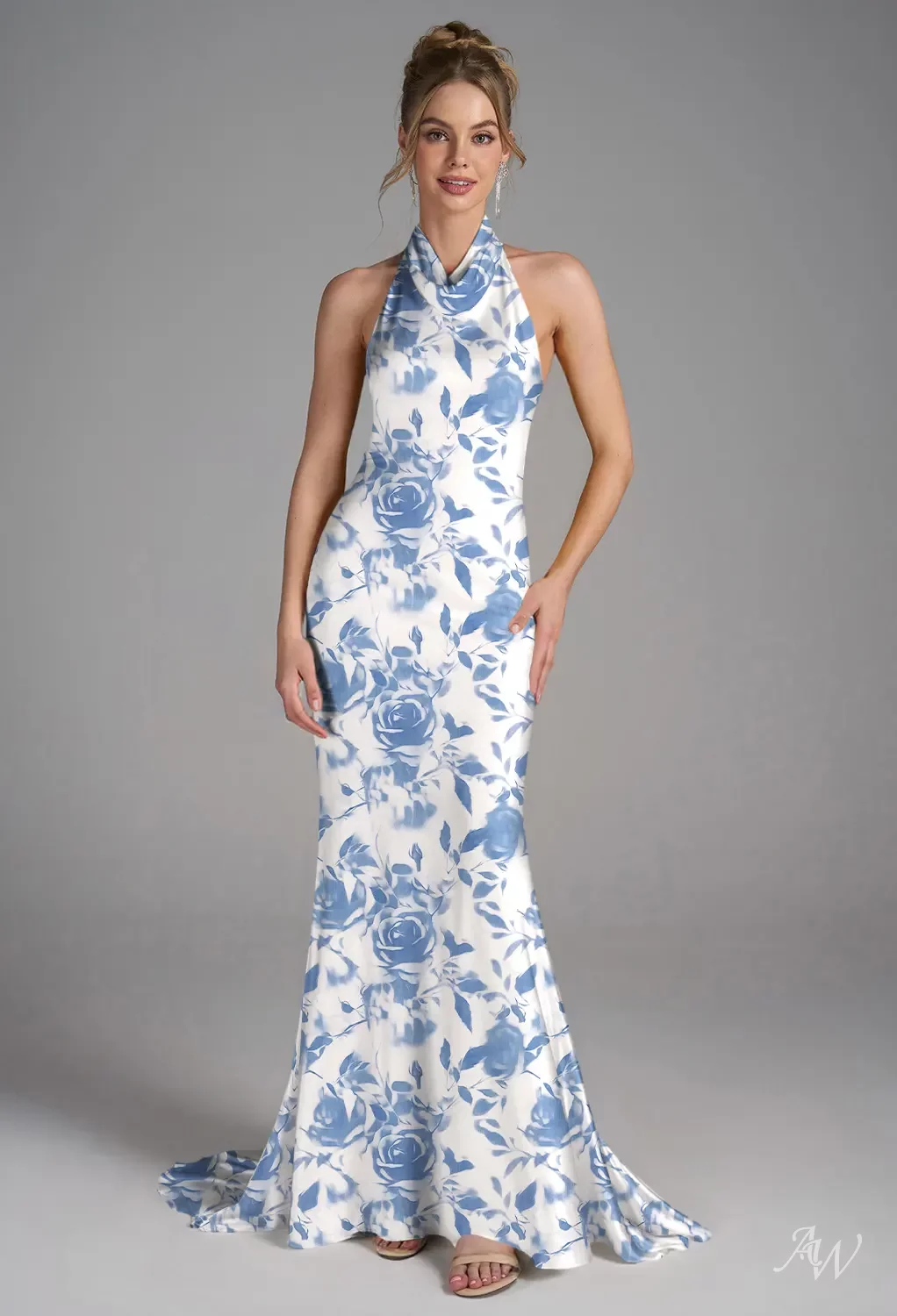 fantasy bridesmaid dresses AW.Bridal Mermaid Halter Neckline Floor Length Sleeveless Satin Backless Floral Floral Dress Oceanic Rose Size 8 Shirt Size:18 x 36-37 after receiving your orders YGroup_W8207R Black Sparkly Flower Girl