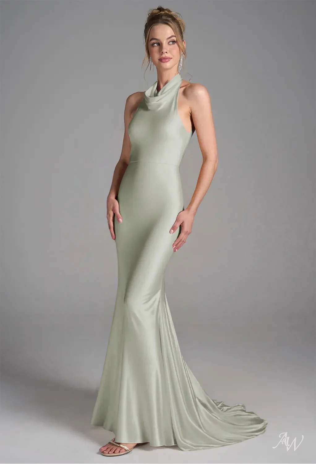 waverly satin dress in sage Jenny Yoo Bridesmaid Dress Waverly Morning Mist