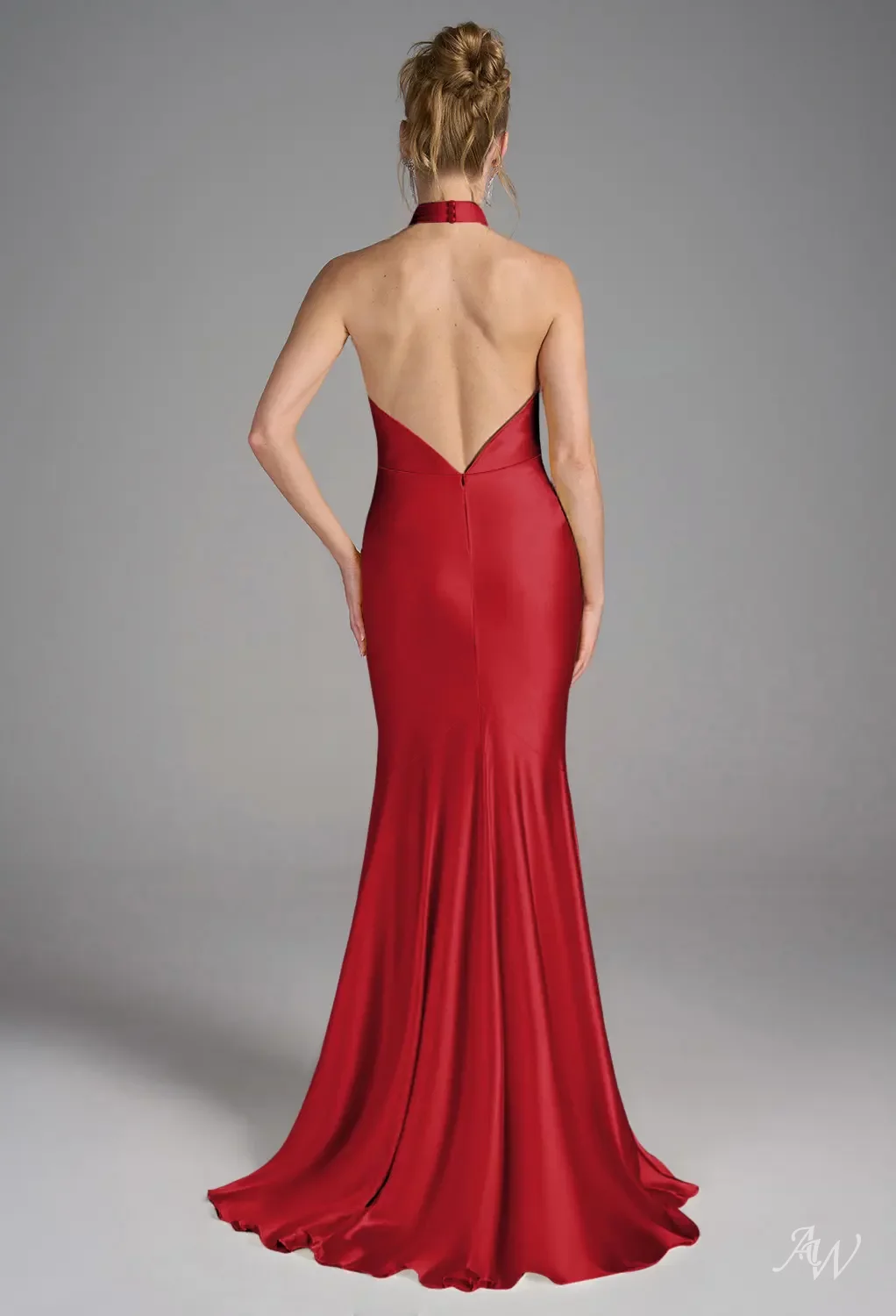 open lace back dress Red Halter Neck Flowy Glitter Matallic Fabric Slit Maxi Dress – Aquarius  Brand main image 1