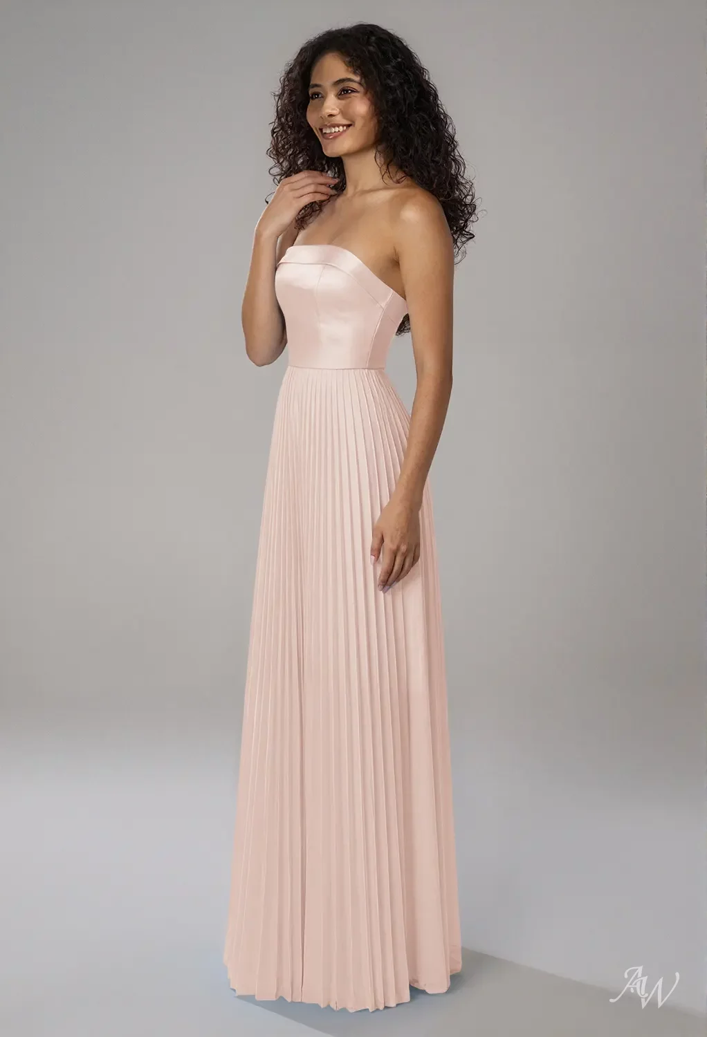 apricot bridesmaid dresses AW.Bridal A-line Straight Neckline Floor Length Sleeveless Satin Draping Pleat Long Bridesmaid Dresses Dress Apricot Size 16