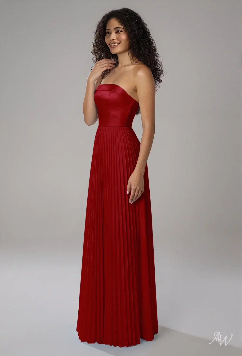 AW.Bridal A-line Straight Neckline Floor Length Sleeveless Satin Draping Long Bridesmaid Dresses Dress Deep Claret Size 8