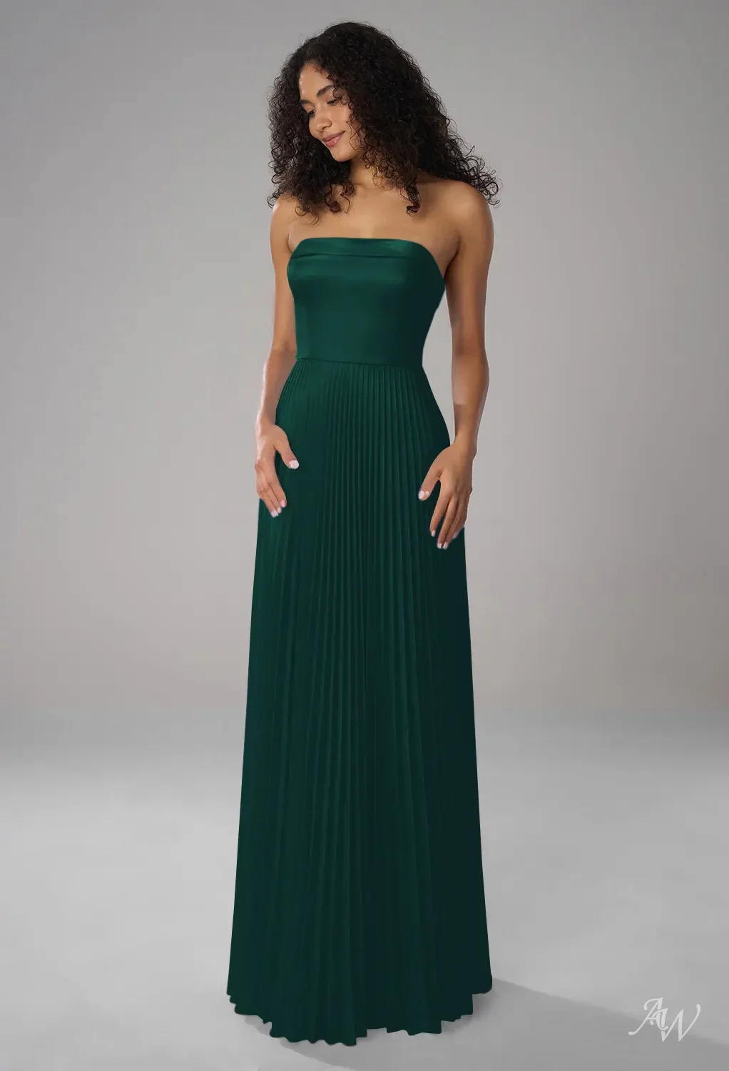 AW.Bridal A-line Straight Neckline Floor Length Sleeveless Satin Draping Long Bridesmaid Dresses Dress Hunter Green Size 8