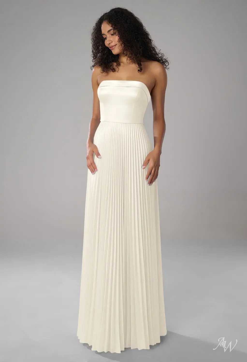 charmeuse and chiffon bridesmaid dress white by vera wang AW.Bridal A-line Straight Neckline Floor Length Sleeveless Satin Draping Long Dresses Ivory Size 18 vera wang 90s