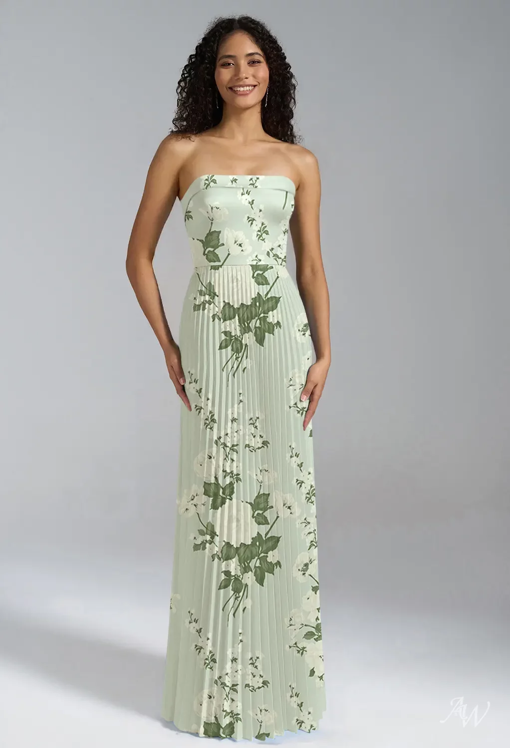 purple mismatched bridesmaid dresses Betsy & Adam Women's One-Shoulder Pleated Gown - Moss
