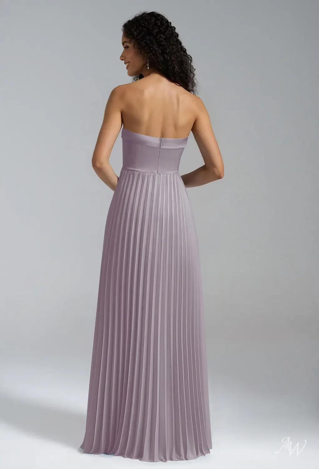 AW.Bridal A-line Straight Neckline Floor Length Sleeveless Satin Draping Long Bridesmaid Dresses Dress Purple Haze Size 4