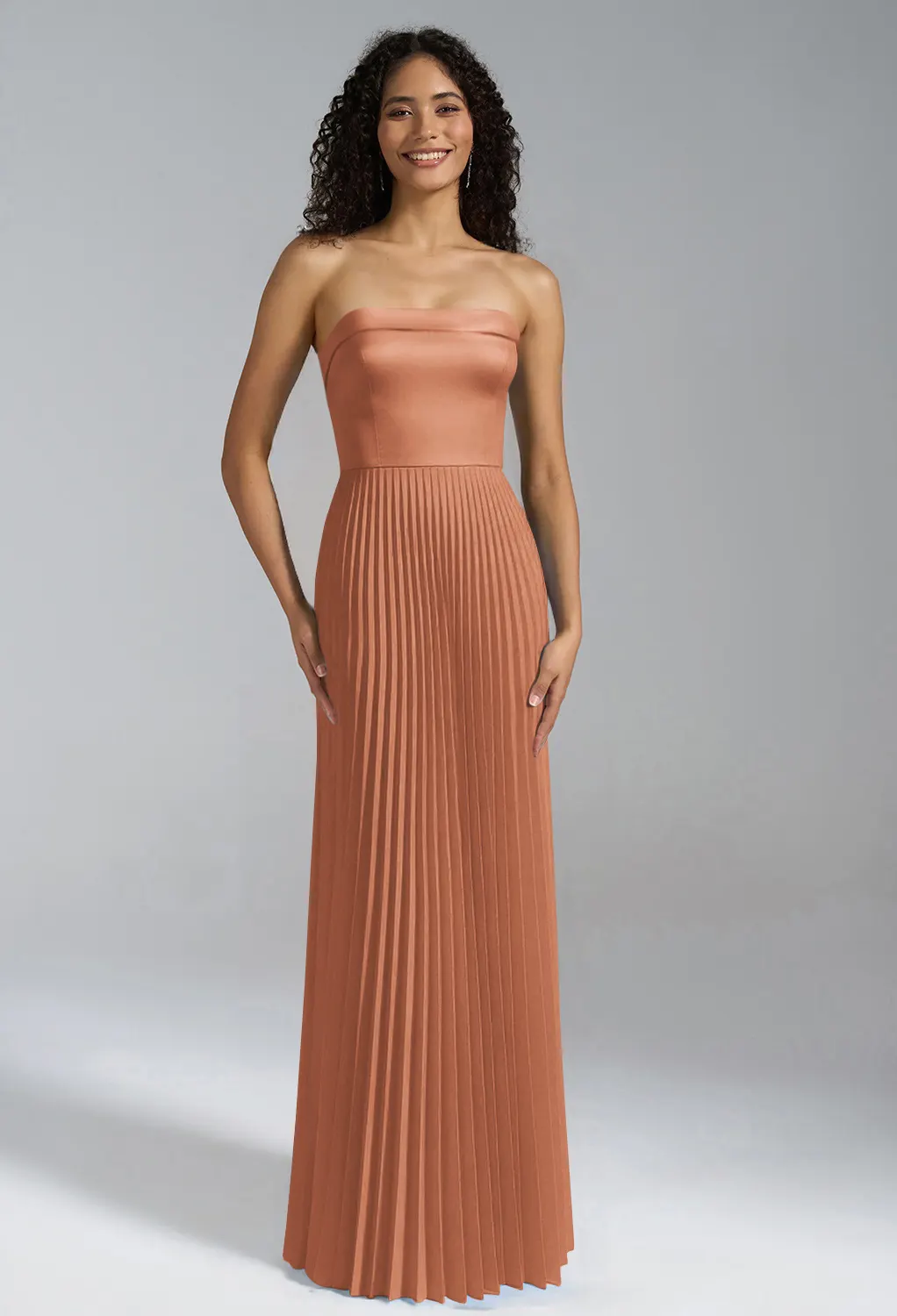 donna morgan bridesmaid dresses sale Satin Boat Neck Sleeveless Bridesmaid Dress| Plus Size main image 1