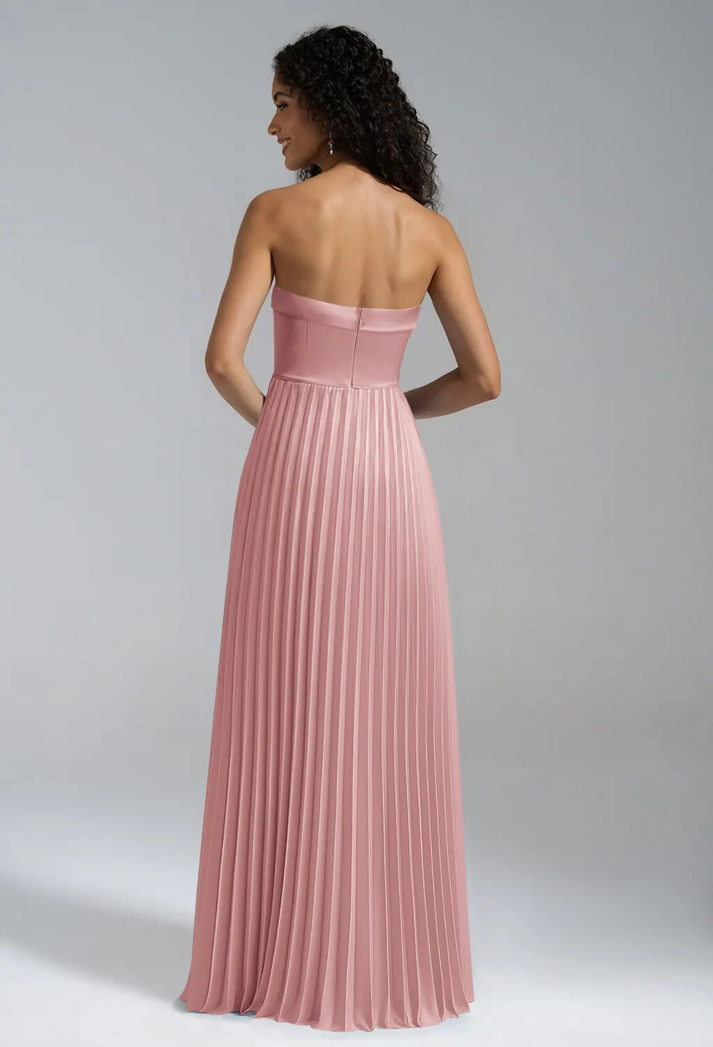 open lace back dress Meghan Dress - Luxe Pink Quartz Evening Gown main image 1
