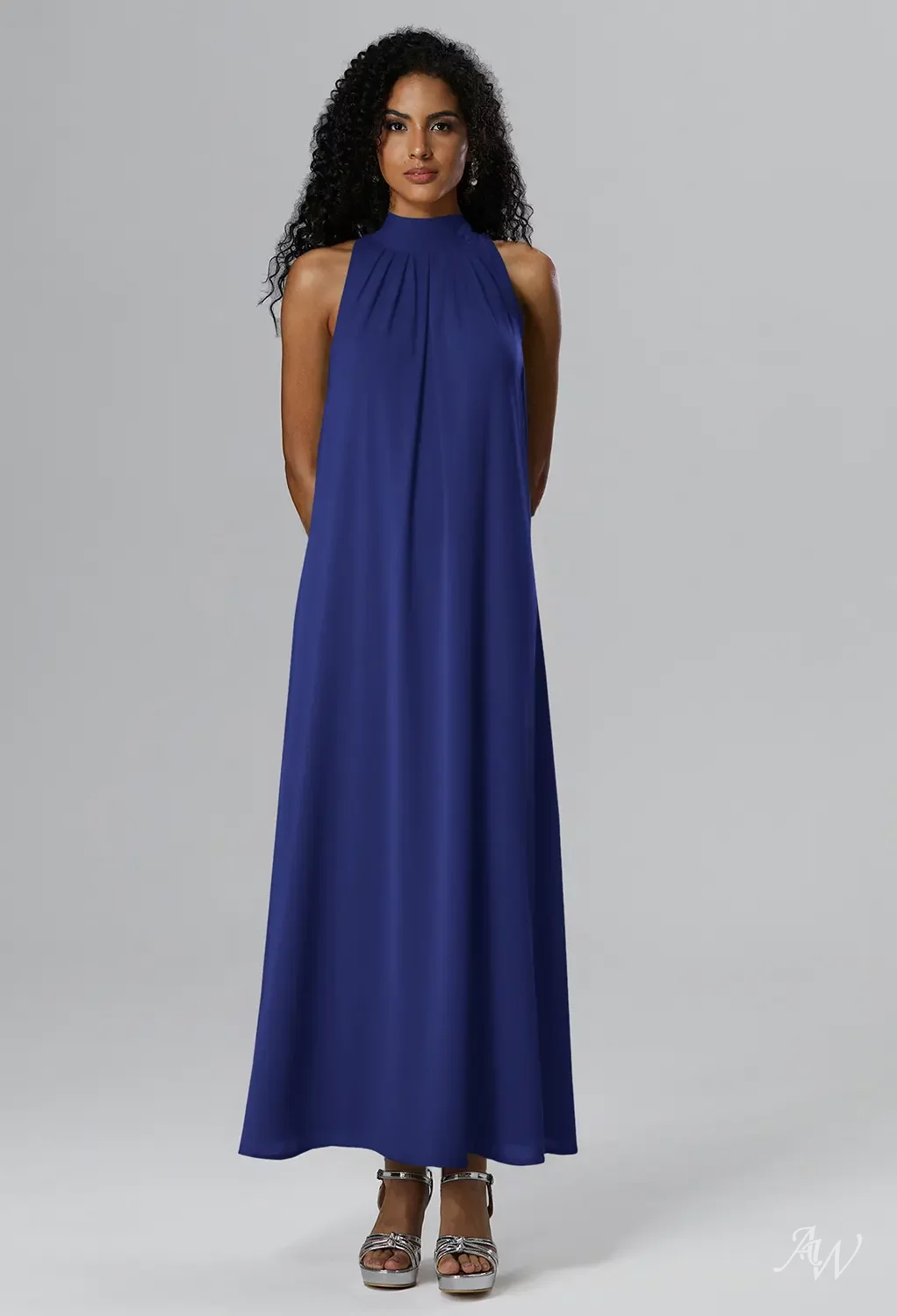 royal blue ankle length dress AW Bernie Bridesmaid Dresses line/Princess;Neckline