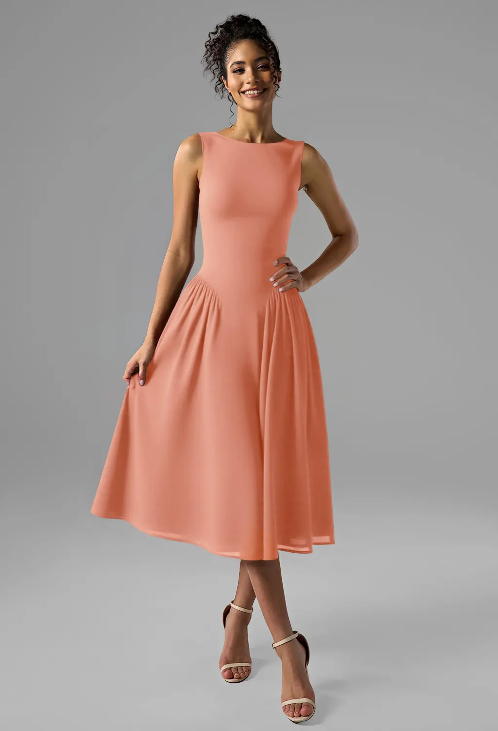 slim fit dress slacks Cute Orange Silk Satin Cowl Neck Homecoming Dresses, Graduation Dress, PH403 main image 1