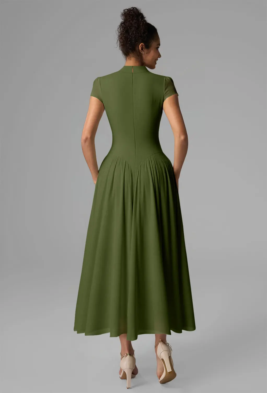 jungle green colour dress Jennifer Jungle Leaf Print Chiffon Bodysuit Dress main image 0
