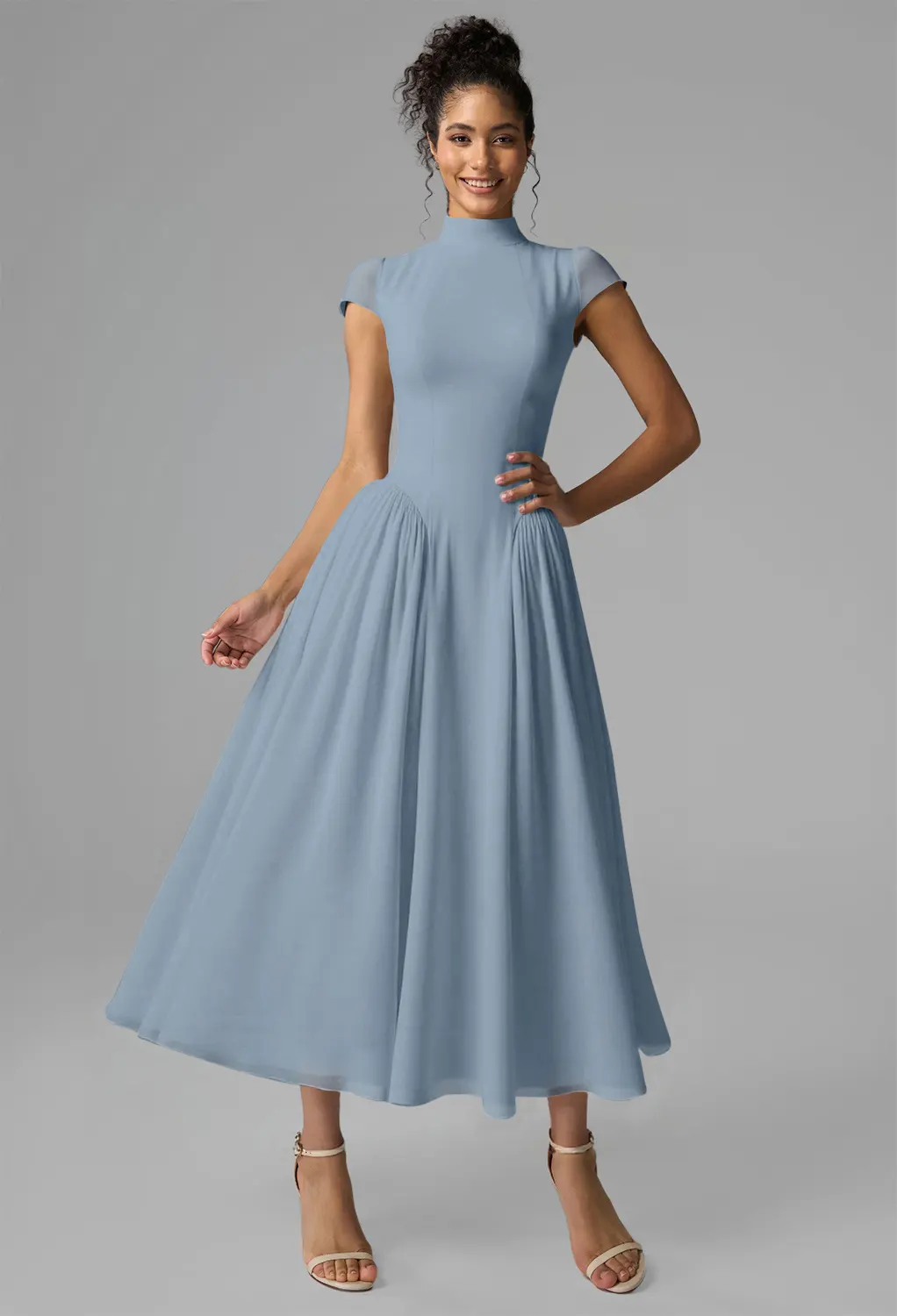 Light Dusty Blue Short Bridesmaid Dresses