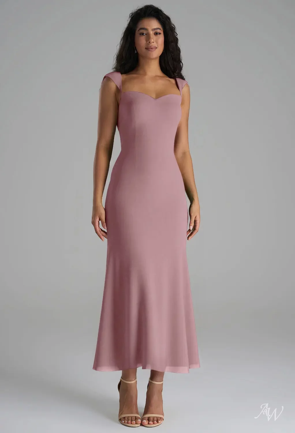 easter bridesmaid dresses AW Mauve Mist length chiffon dress in