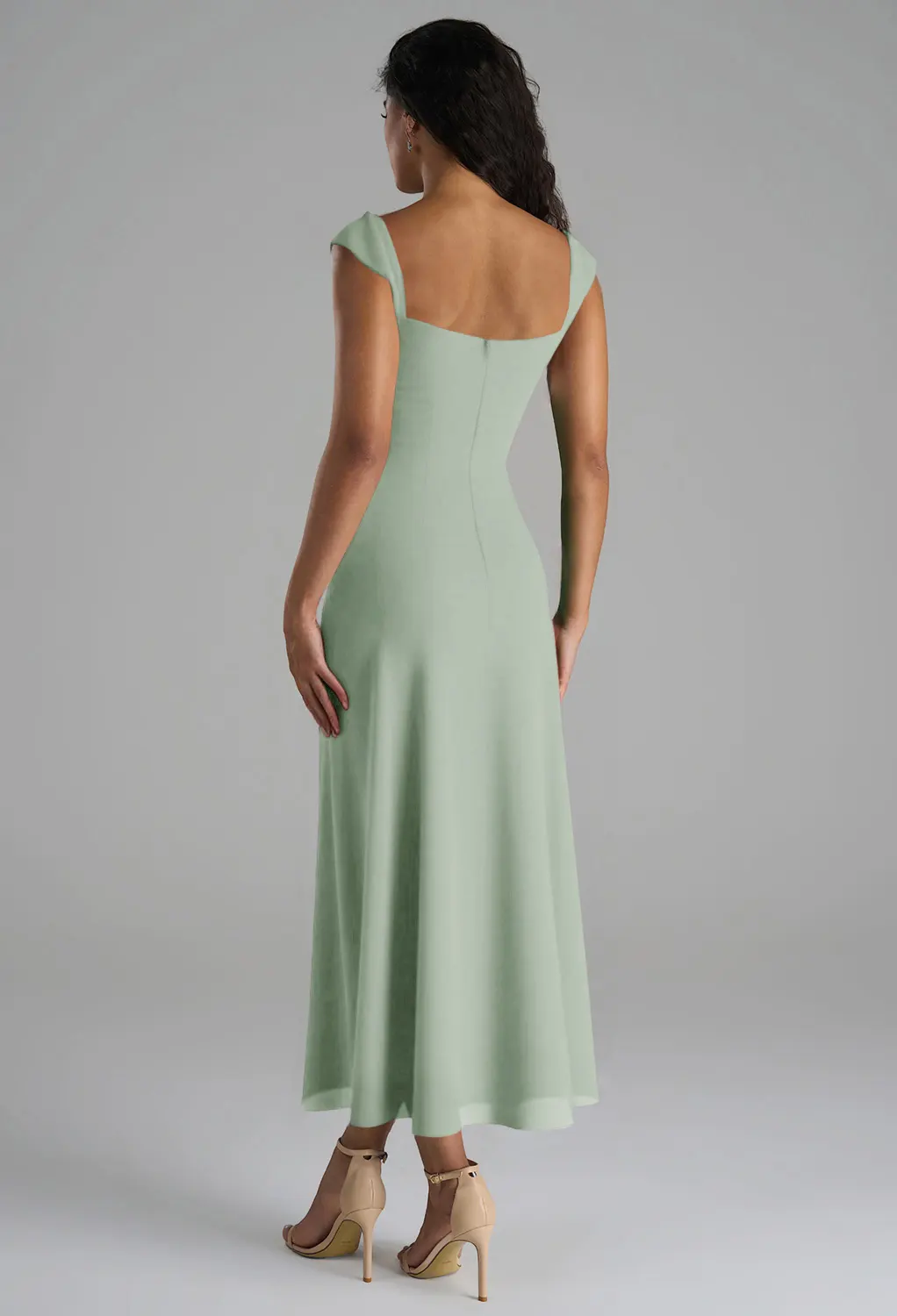 AW.Bridal A-Line Sweetheart Neckline Ankle Length Sleeveless Short Bridesmaid Dresses Dress Sage Green Size 18