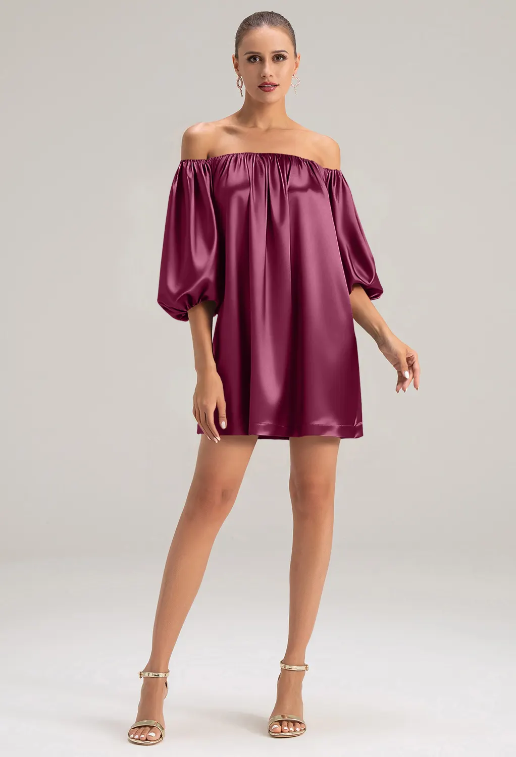 short burgundy dress for wedding Burgundy Short Sleeve Homeocming Dresses Velvet A Line Square Neckline Crystal Formal Evening Gowns Dark Red Party Dresses For Wedding Party