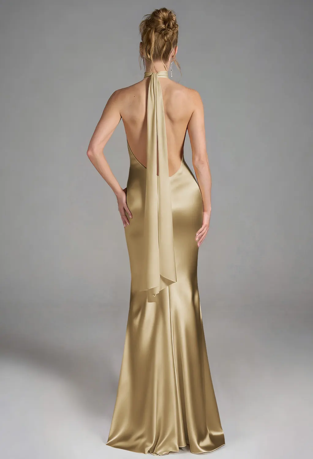 sachin and babi light blue dress Champagne Gold Bridesmaid Dresses Spaghetti Straps Halter Sleeveless Z main image 0