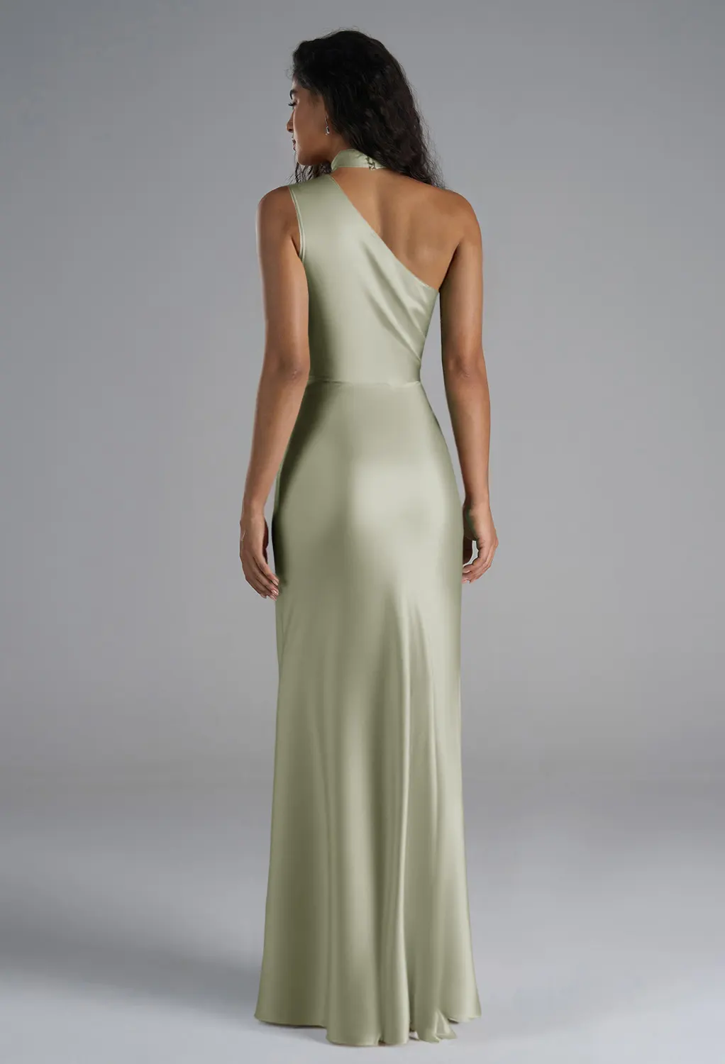 shiny satin sage bridesmaid dress Sage Bridesmaid Dress Shiny Satin Size Small