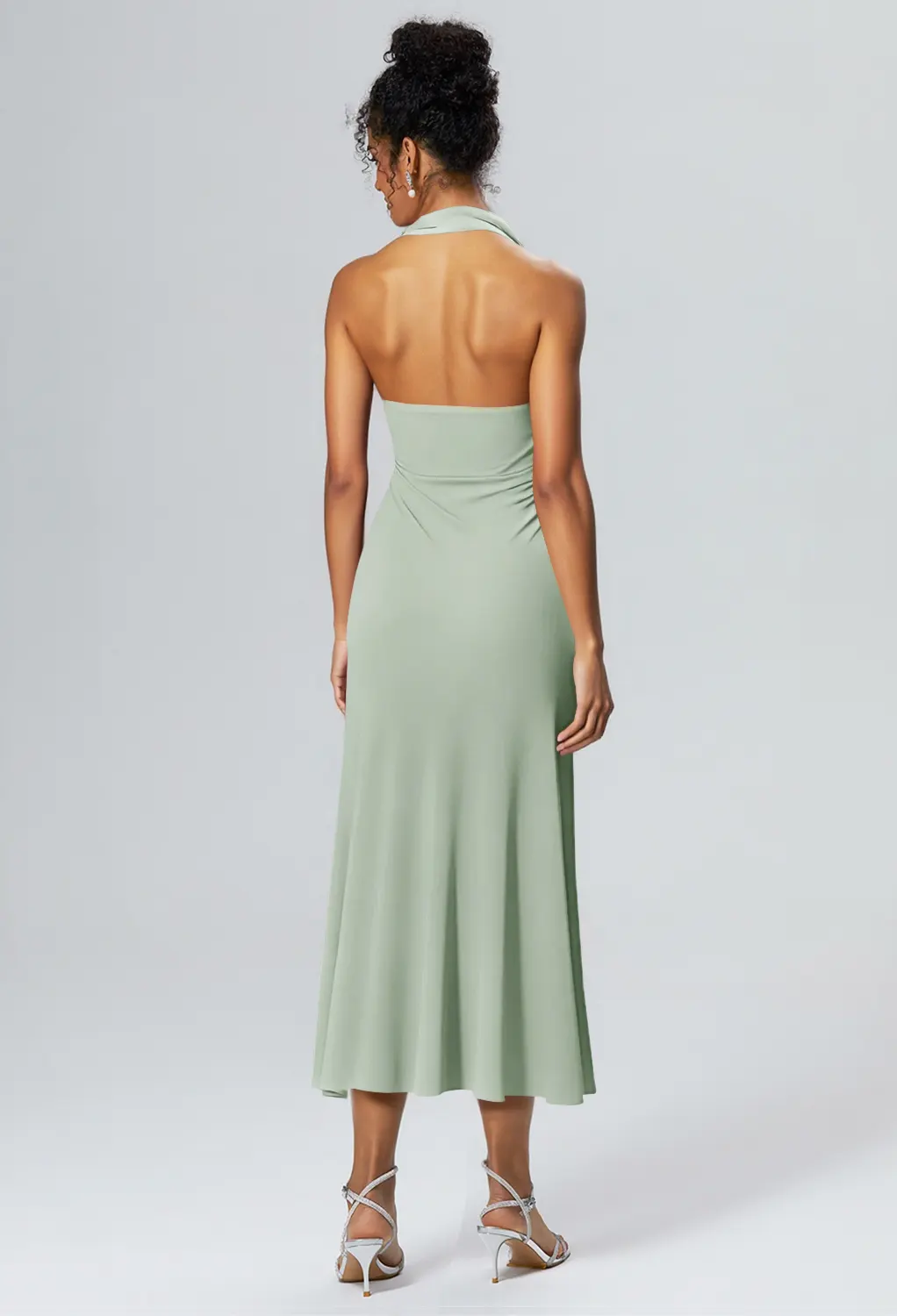 knee length dresses for ladies Joyfolie Women's Amanda Maxi Boho Dress in Green | Bridesmaid | Luxe Midi