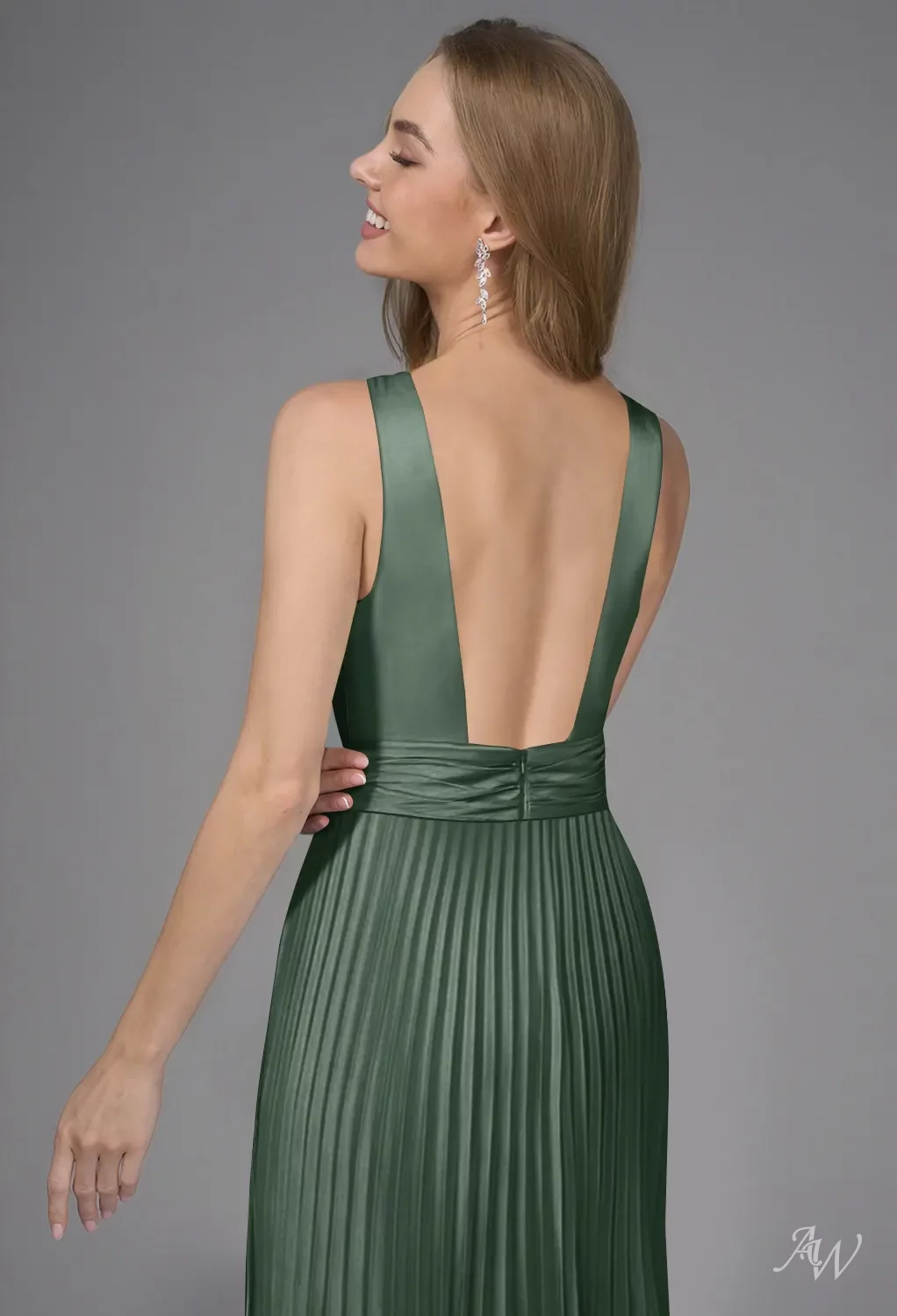 AW Trista Satin Charmeuse Dark Olive Bridesmaid Dresses