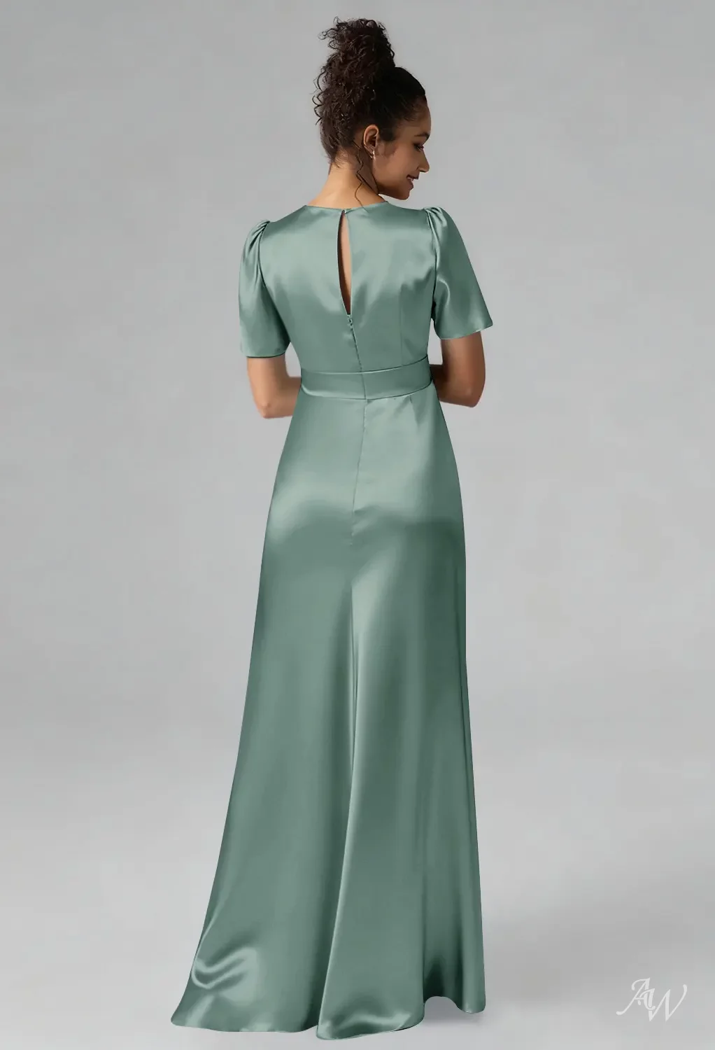AW Adriana Satin Charmeuse Deep Sea Bridesmaid Dresses