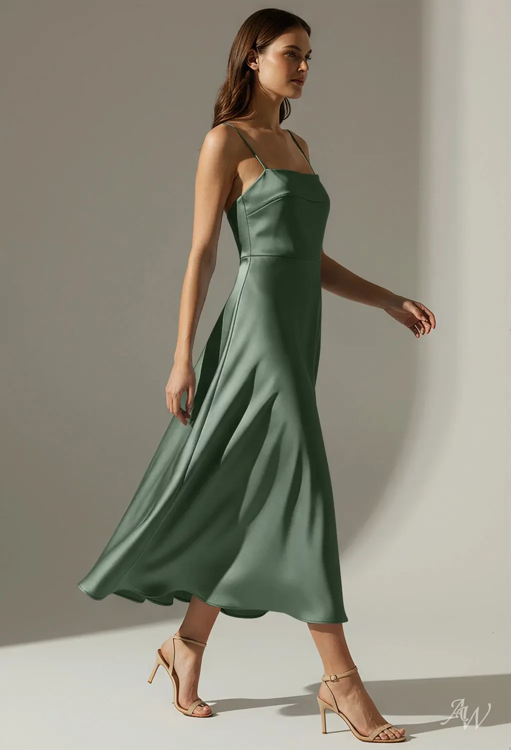 oil green dress AW Rae Satin Charmeuse Bridesmaid Dresses bridal+outfit