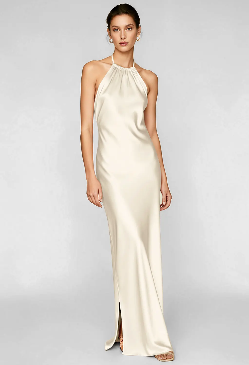ivory color bridesmaid dresses Dresses,Satin Bridesmaid Dress,Modest Bridesmaid Dress,BD00367 this maxi dress by Maids to Measure is free from any fussy details Mismatched A-line Ivory Chiffon Bridesmaid