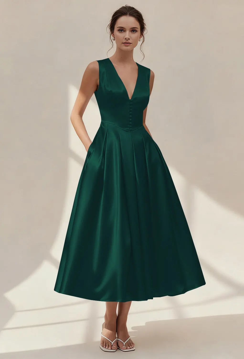 hunter green dress short Bridesmaid Dresses SCH005647_P