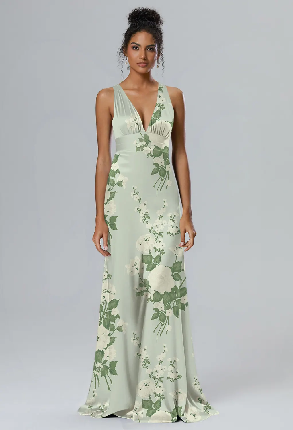 moss green floral dress Prom Dress Corset 2023 Moss Green Floral Spaghetti Straps Evening Dress 16 / Moss Green