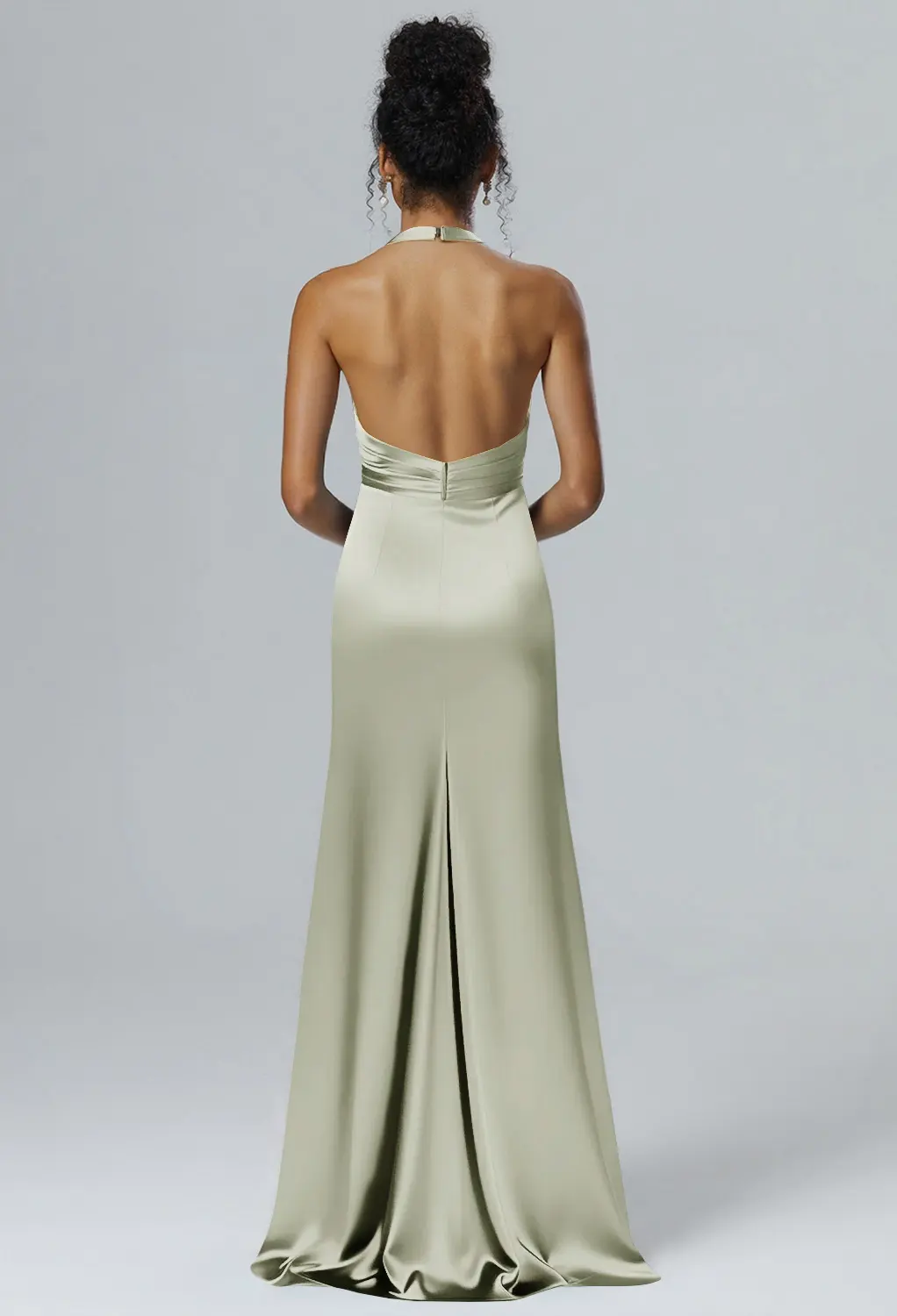 dusky sage green bridesmaid dresses Wedtrend Women Dusty Sage Bridesmaid Dress with Slit A-Line Square Neck  Long Floral Wedding Guest Dress – WEDTREND main image 0