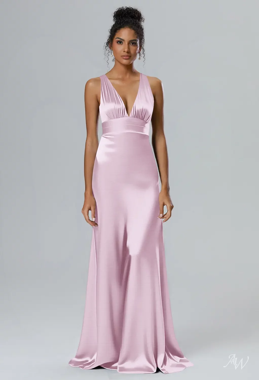 princess polly baby blue dress Elegant Blush Pink Cowl Neeck Bridesmaid Dress with Slit – FancyVestido main image 0