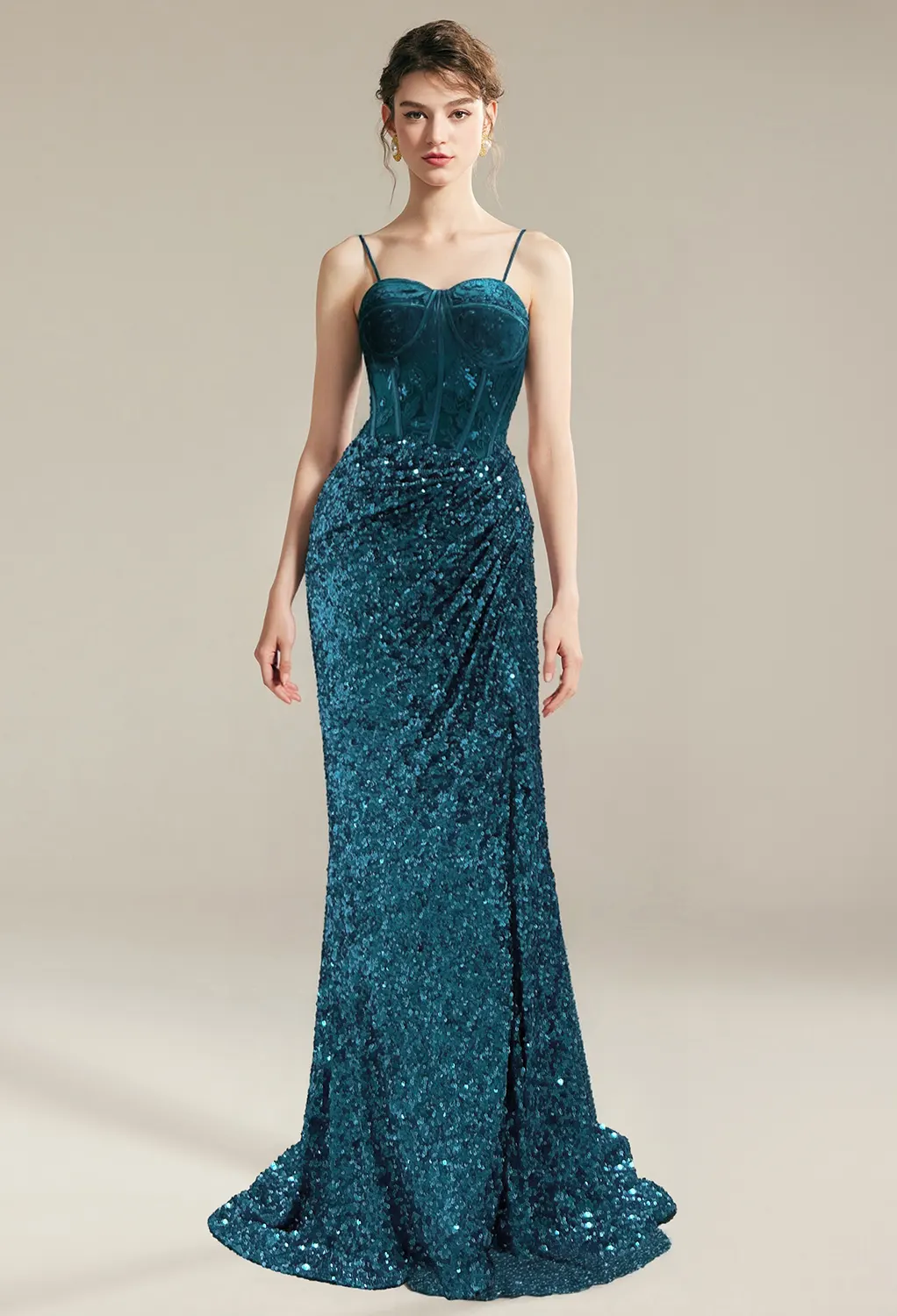 open lace back dress Navy Blue Lace Ruffles Prom Dress With Slit – Lisposa main image 0