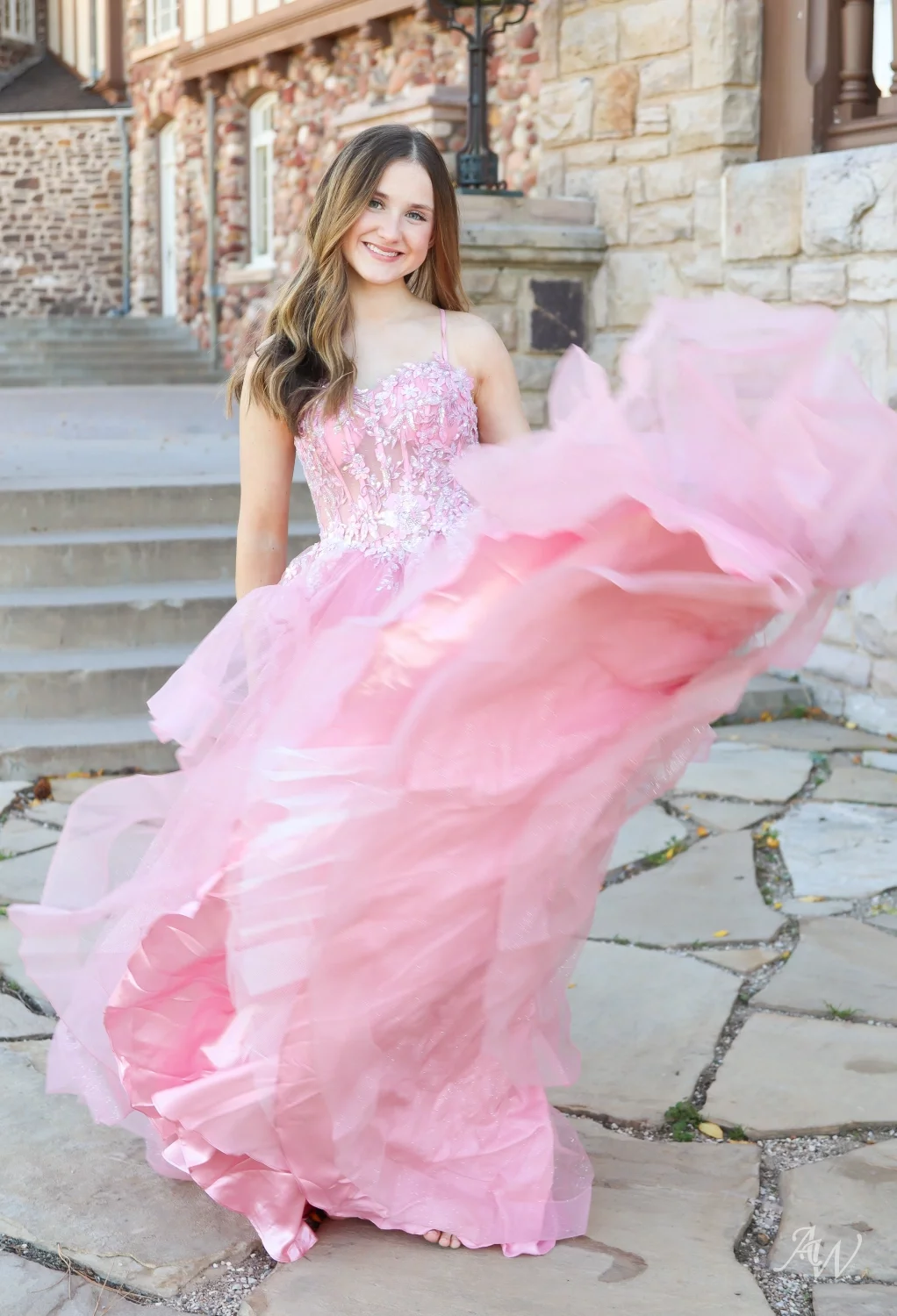 strapless open back dress Rose Gold Spider Web Sequin Low Back Prom Dress