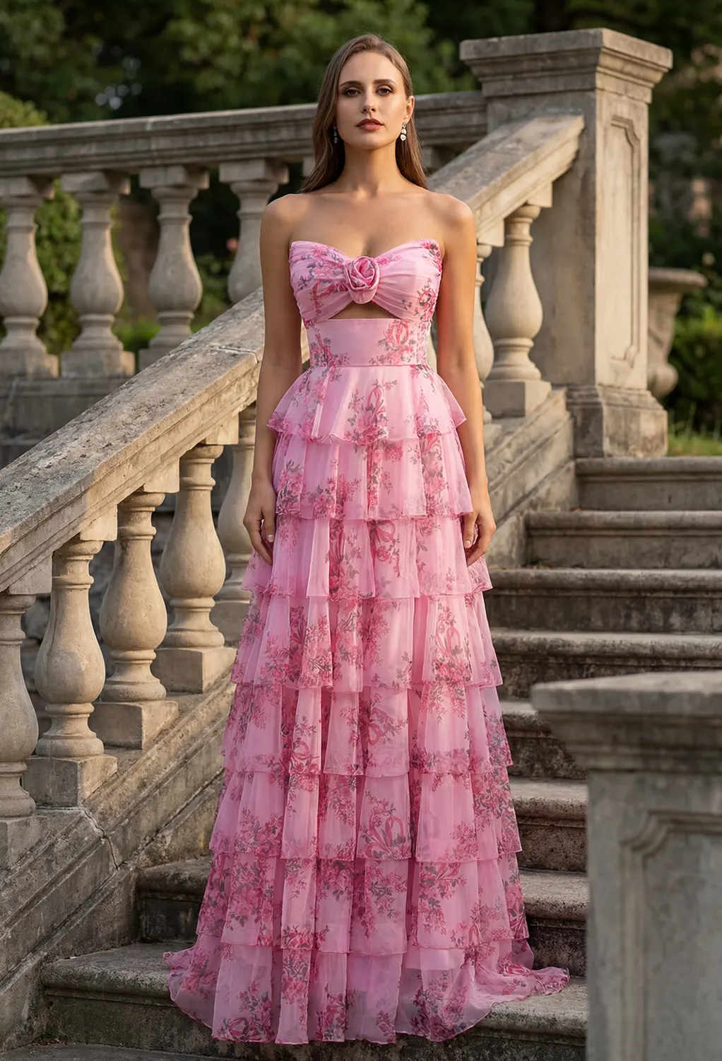 strapless open back dress Amarra 88291 Size 0 Candy Pink Sequin Prom Dress main image 1