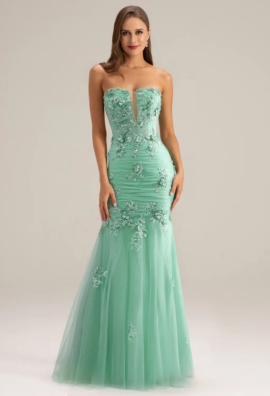 prom dresses flowy V-Neck Floral Sequin Dress With Tulle Skirt Philippa Cobalt Blue Puff Size:XL 14 More colors color_Discoloration