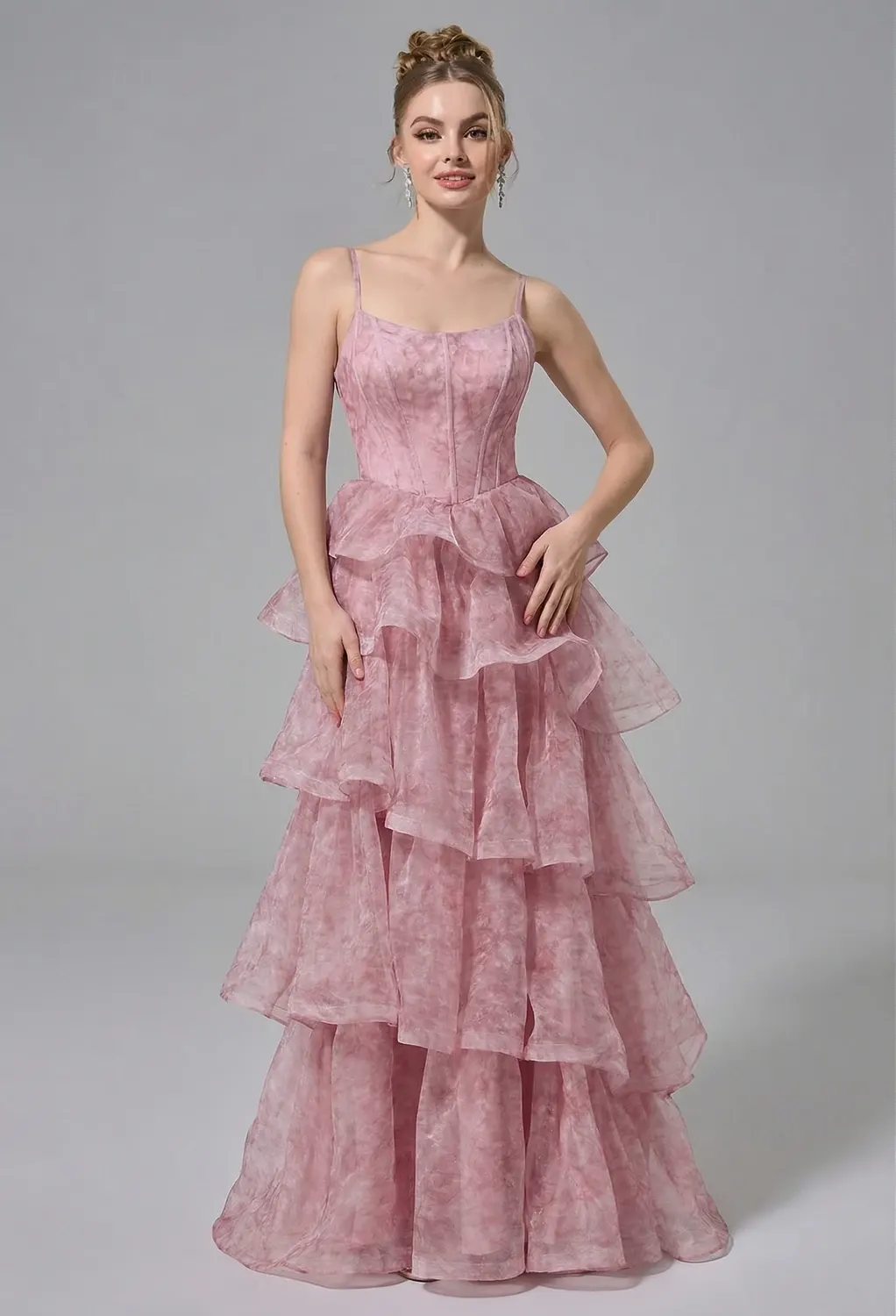 rose quartz formal dress LaDivine CC408 Fitted Slit Long Formal Prom Dress main image 0