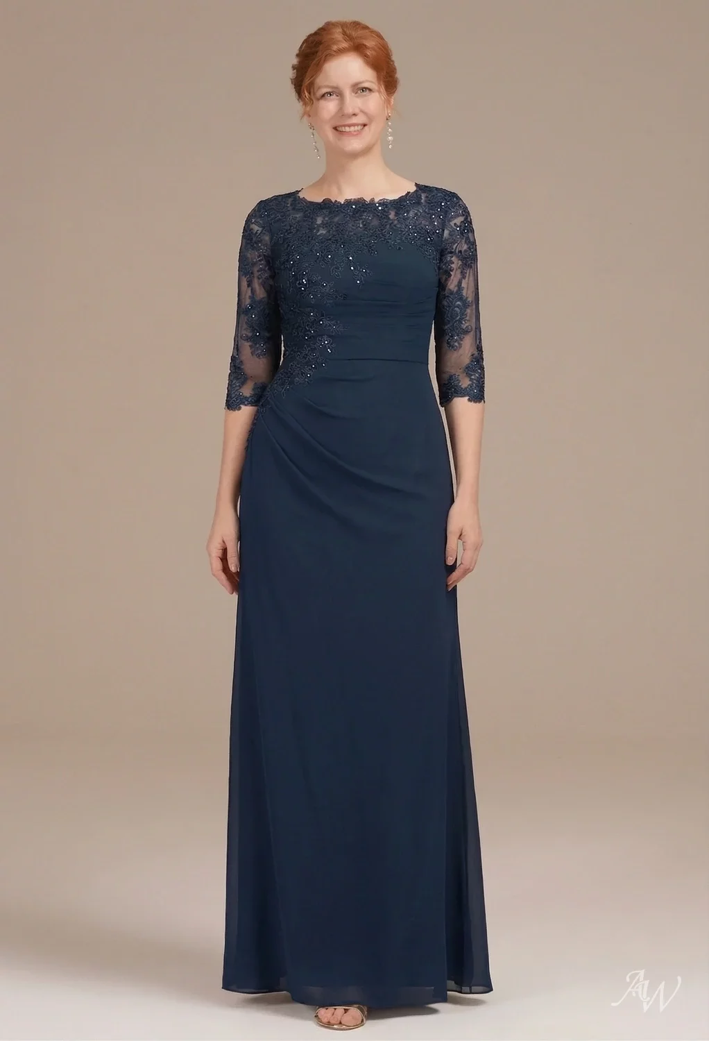 mother of the bride navy blue long dresses Dark Navy A-Line Ankle Length Satin Mother of The Bride Dresses